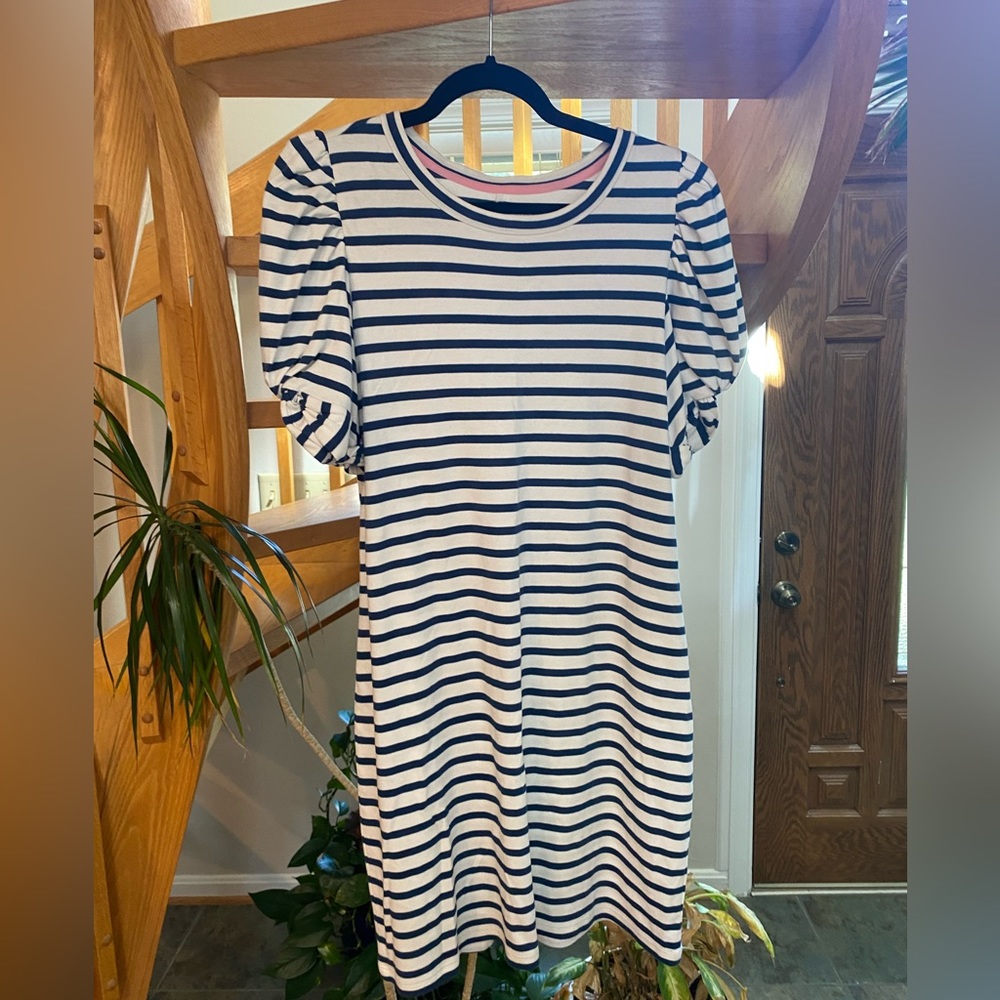 Lilly Pulitzer Annabella Striped Puff Sleeve Dress in High Tide, Large